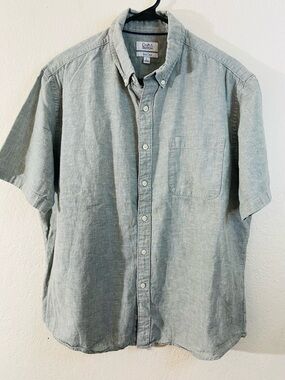 croft & barrow Easy Care Linen Blend Short-Sleeve Shirt Light Blue Men Size L